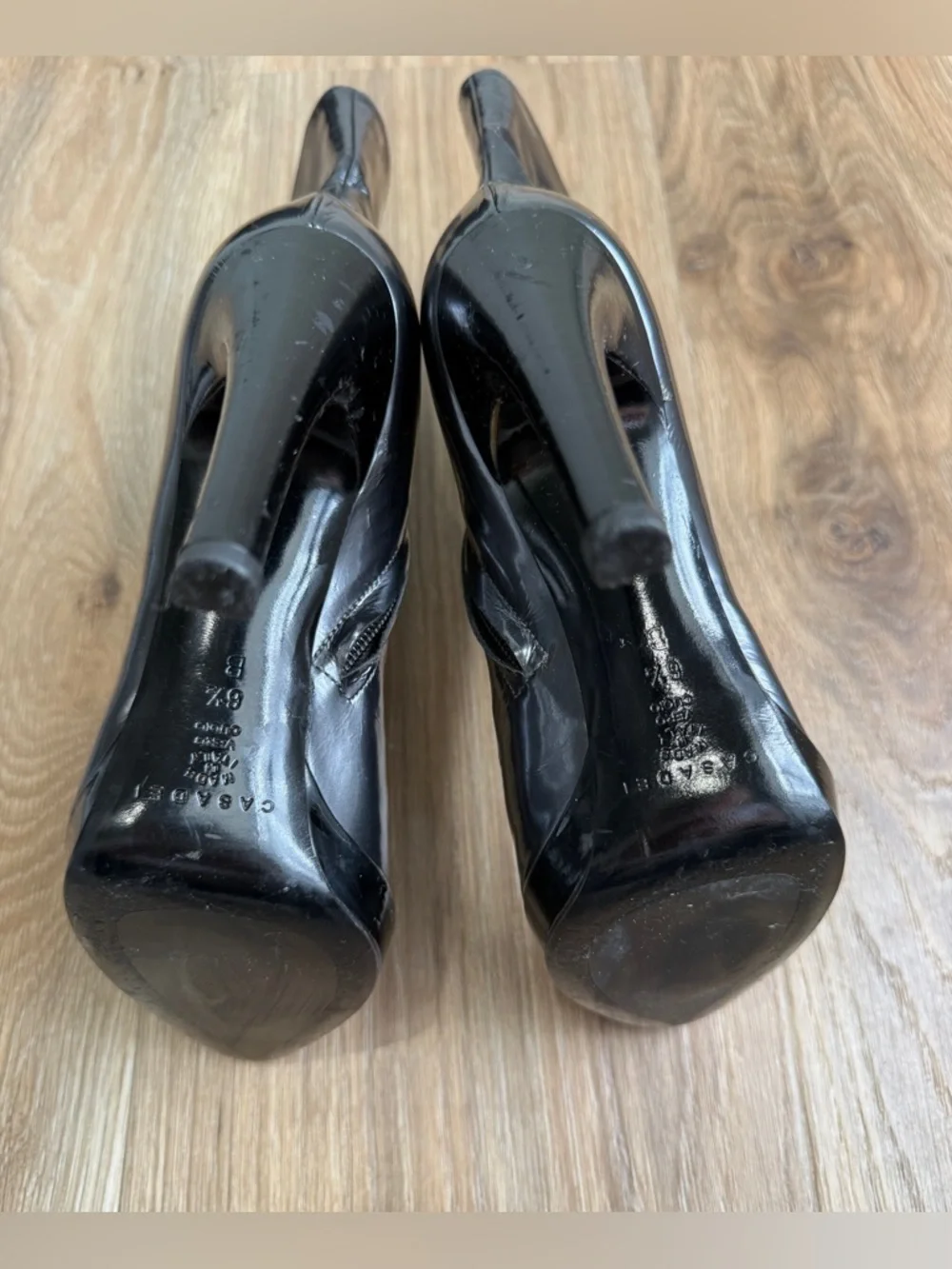 Casadei Black Patent Leather Platform Ankle Boots Size 6.5 Italy - Picture 5 of 9